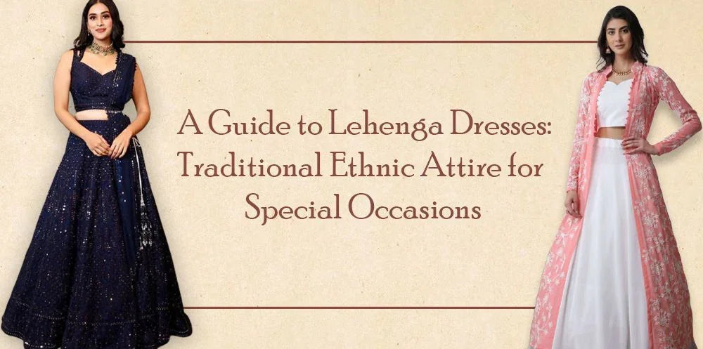 Women wearing stylish lehenga dresses, traditional ethnic attire for special occasions