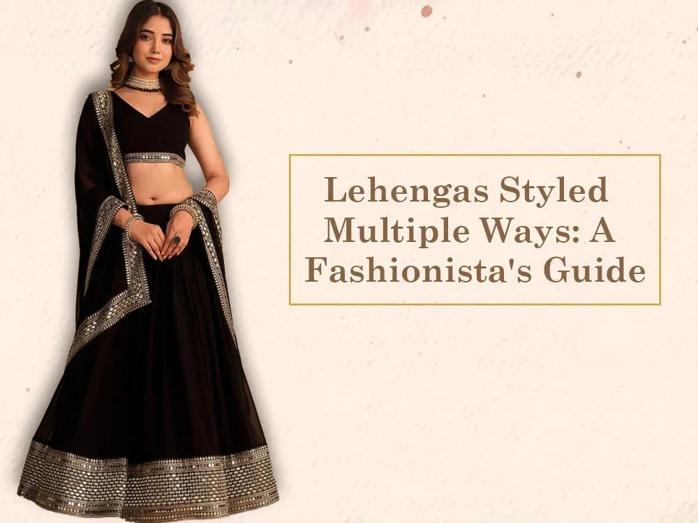 Woman in black designer lehenga choli with silver border, Ethnic Plus Indian ethnic wear