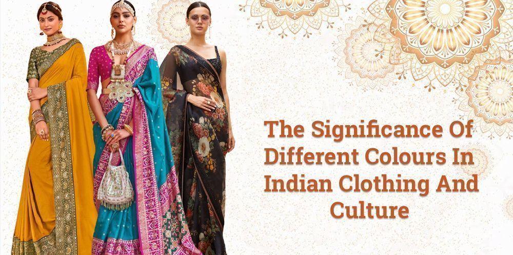 Three women in vibrant Indian ethnic wear sarees, highlighting colorful traditional clothing.