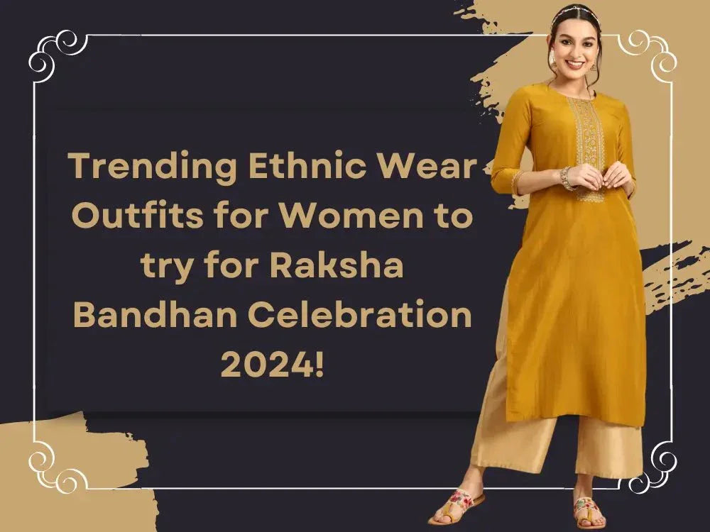 Woman in mustard yellow kurti set, trending ethnic wear for Raksha Bandhan 2024 celebration