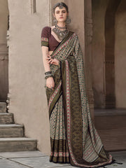 Lovable Olive Green Patola Printed Silk Event Wear Saree With Blouse