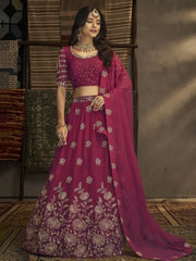 Charming Pink Thread Embroidered Georgette Lehenga Choli