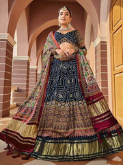 Stunning Black Digital printed Gaji Silk Navratri Lehenga Choli