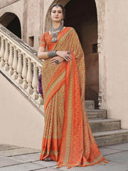Captivating Orange Patola Printed Silk Function Wear Saree With Blouse