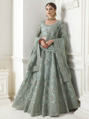 Fabulous Mint Green Net Beads Embroidered Lehenga Choli With Dupatta