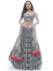 Gravitate Grey Fancy Digital Printed Chinon Lehenga Choli