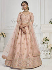 Light Pink Sequins Silk Bridal Wear Lehenga Choli