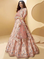 Dazzling Pink Embroidered Silk Engagement Wear Lehenga Choli