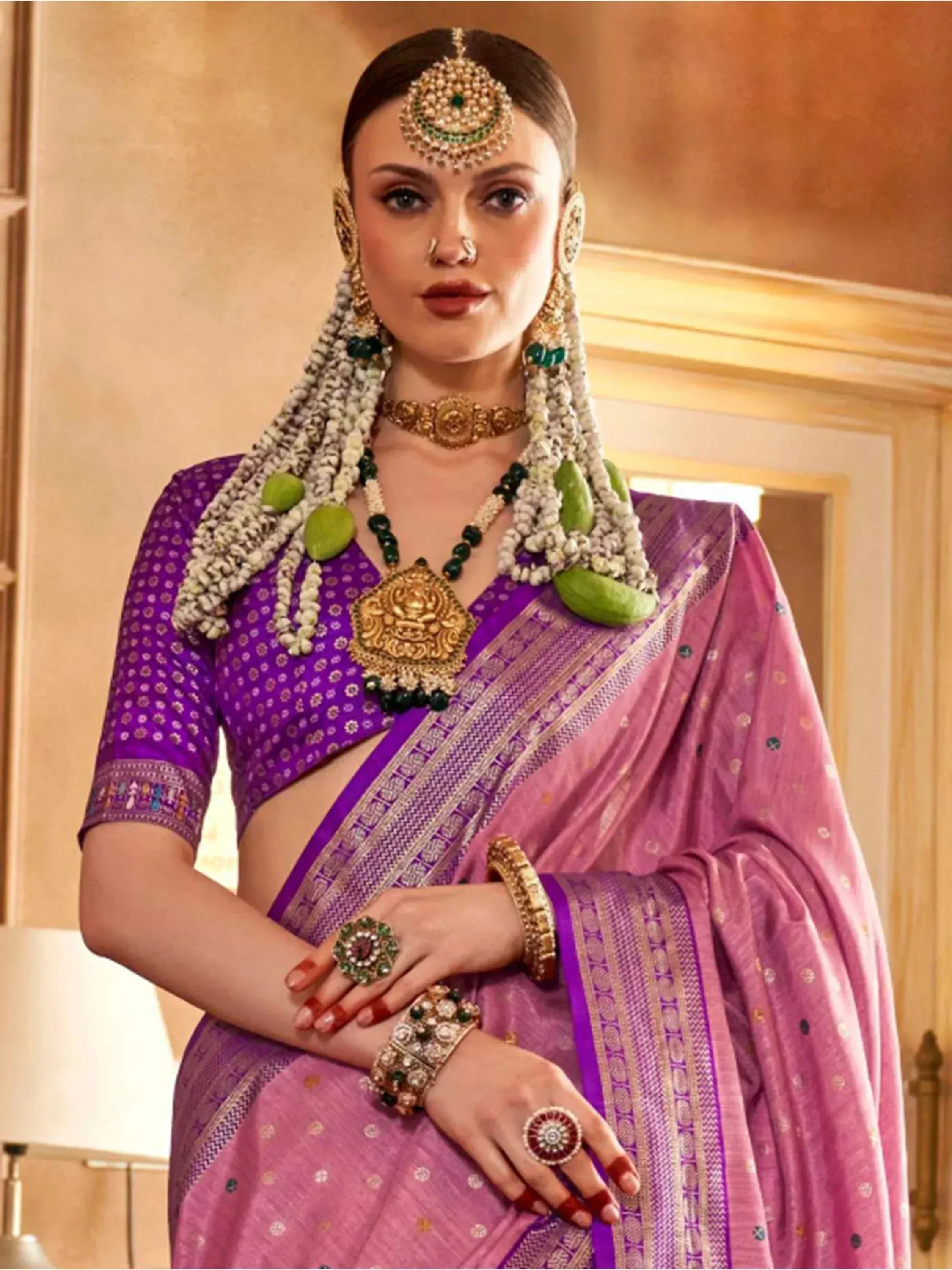 Beloved Pink Patola Printed Silk Wedding Wear Saree With Blouse