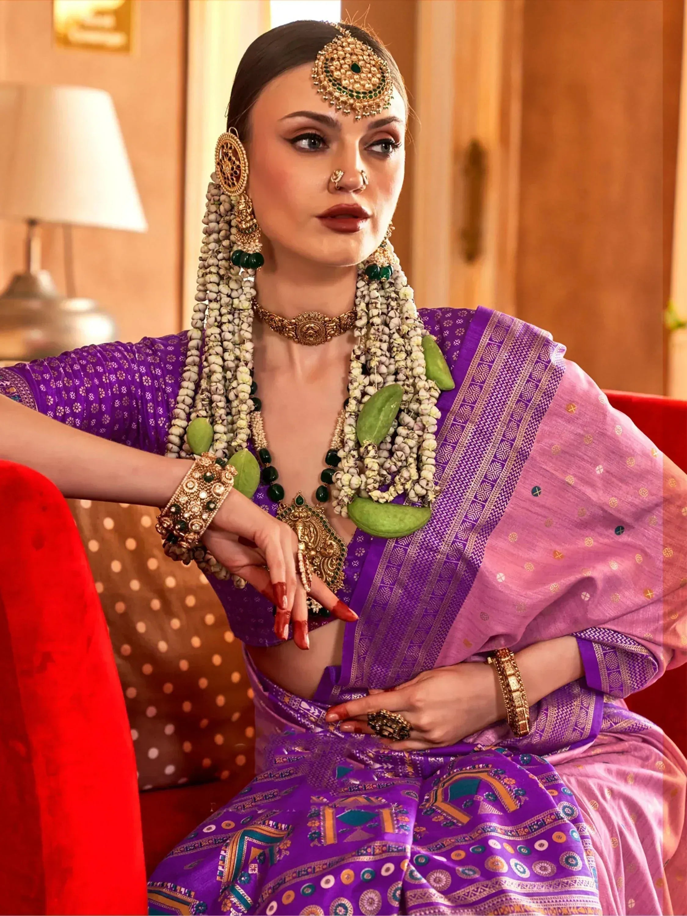 Beloved Pink Patola Printed Silk Wedding Wear Saree With Blouse