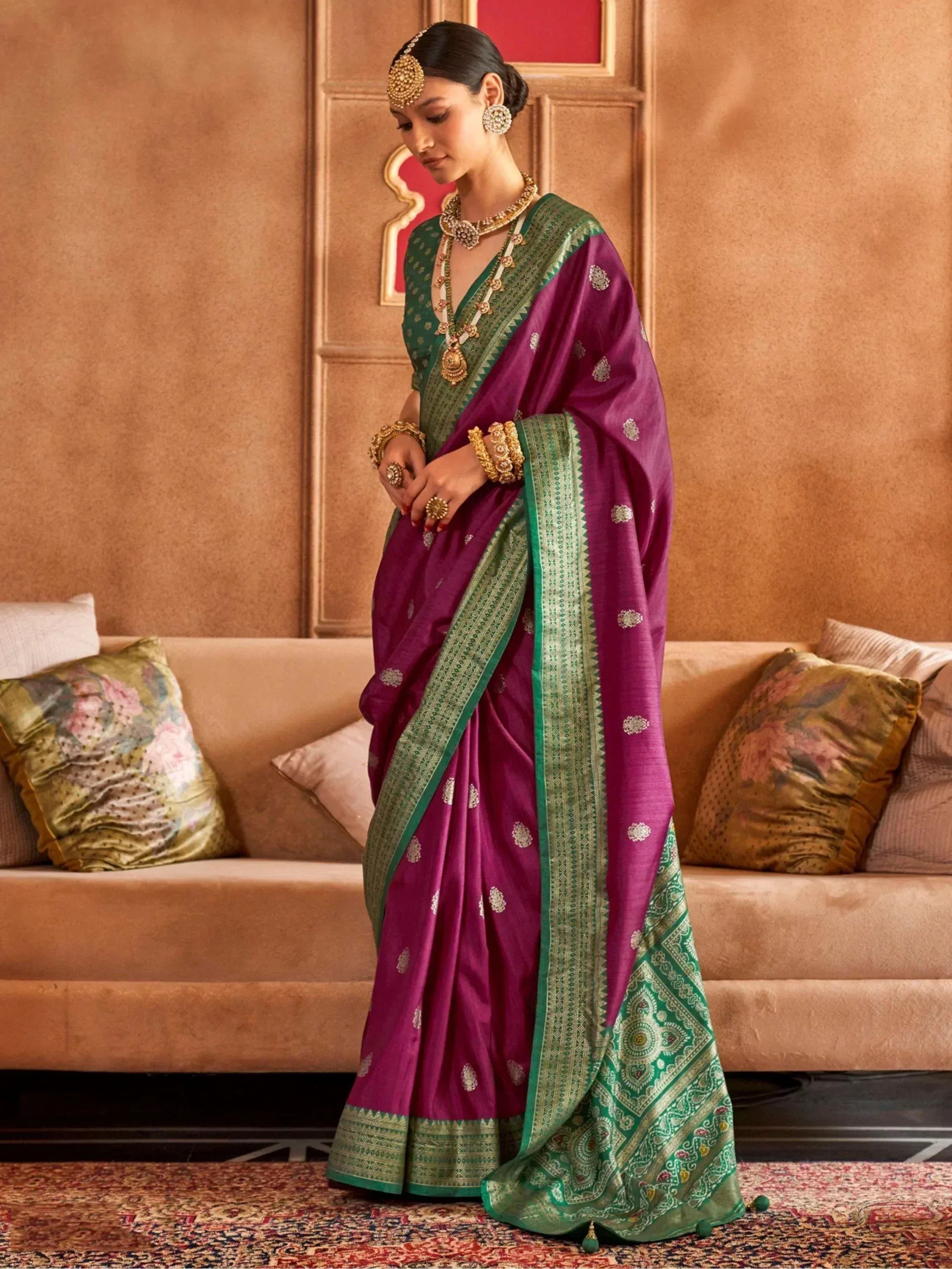 Fantastical Purple Patola Printed Silk Festival Wear Saree With Blouse