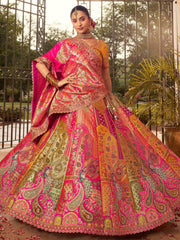 Timeless Multi-Color Banarasi Silk Stone Work Bridal Lehenga Choli
