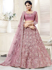Pleasant Pink Thread Net Festival Wear Lehenga Choli