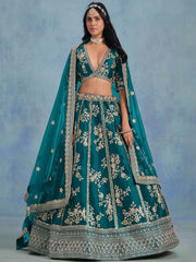 Fabulous Green Embroidered Silk Wedding Wear Lehenga Choli