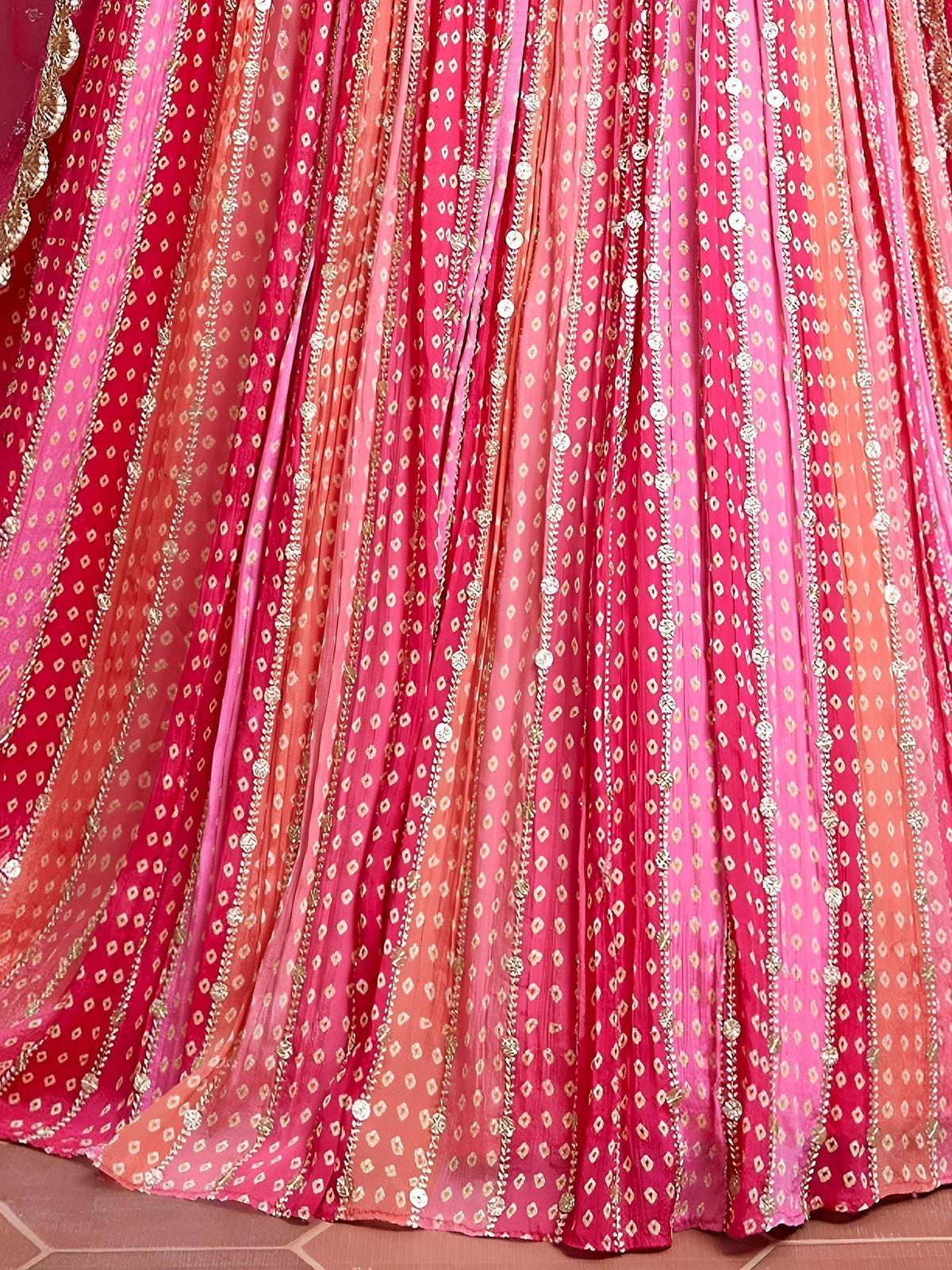 Attractive Pink Embroidered Chinon Wedding Wear Plus Size Lehenga Choli