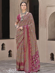 Amazing Wine Color Patola Printed Silk Event Wear Saree With Blouse