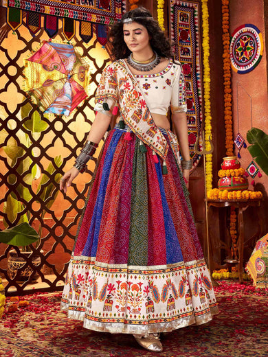 Mesmerizing Multi-Color Georgette Bandhani Print Lehenga Choli