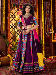 Stunning Purple Cotton Digital Printed Festival Wear Lehenga Choli