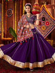 Mesmerizing Purple Silk Lace Work Traditional Lehenga Choli