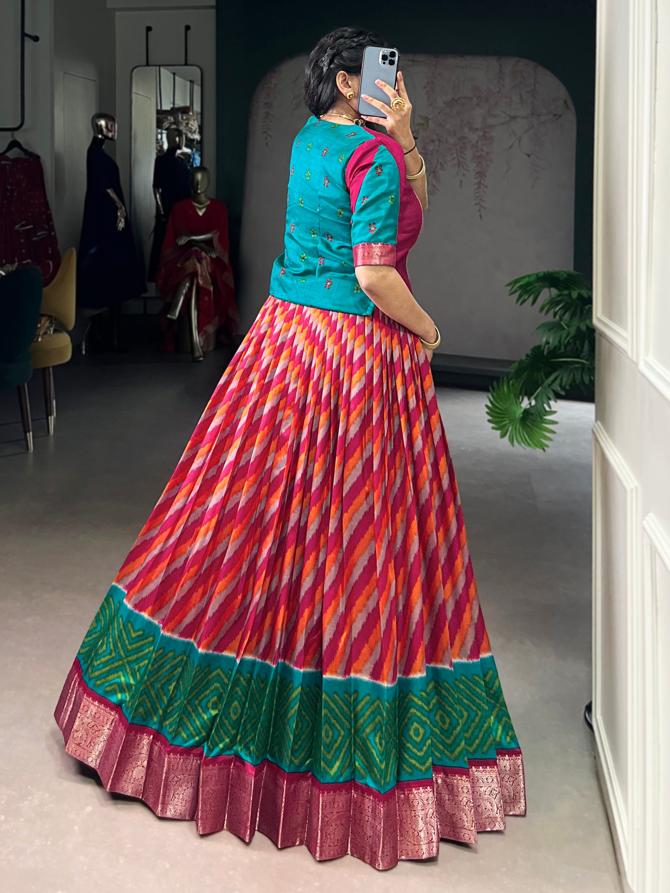 Notable Red Leheriya Printed Silk Wedding Wear Lehenga Choli