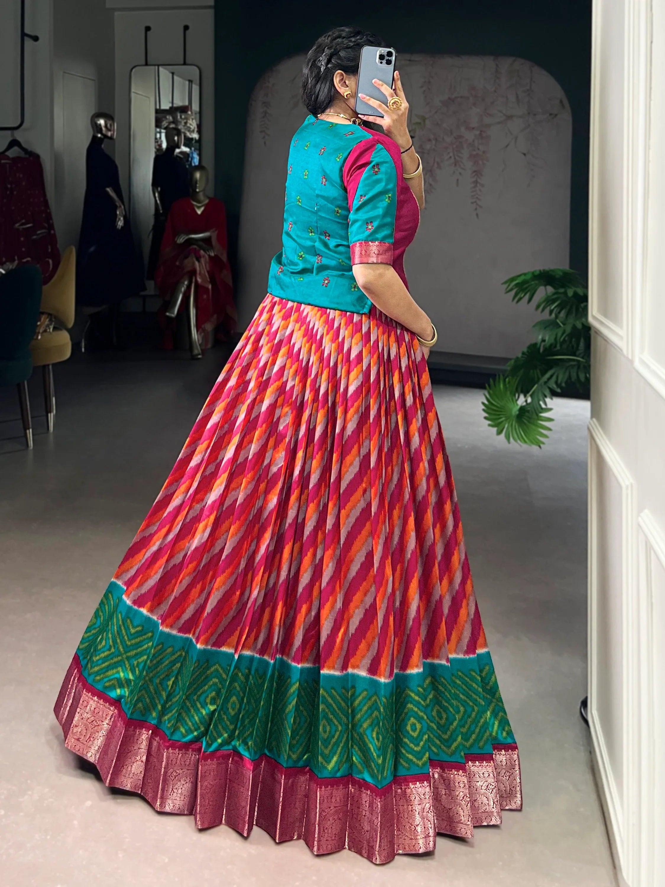 Notable Red Leheriya Printed Silk Wedding Wear Lehenga Choli