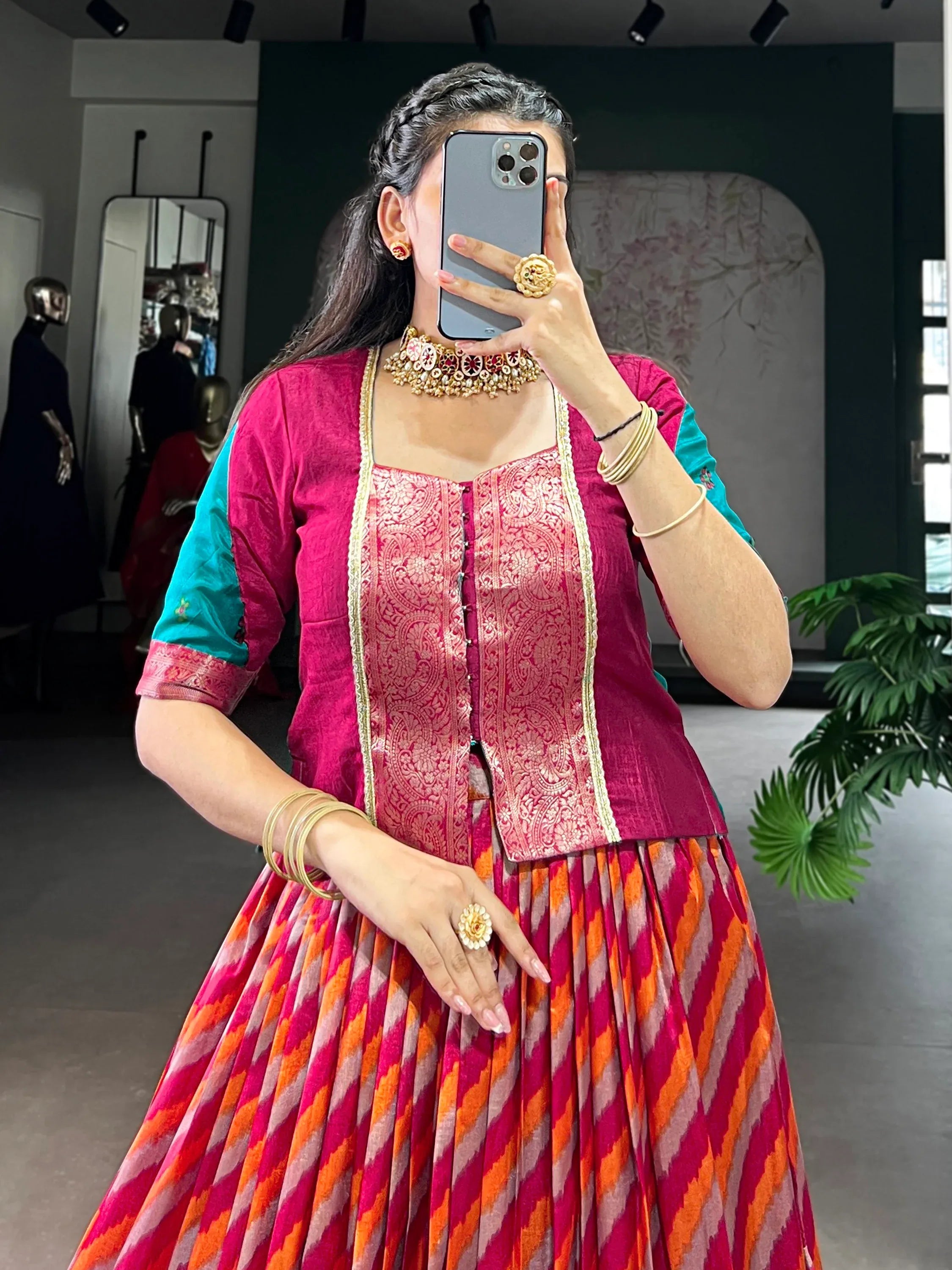 Notable Red Leheriya Printed Silk Wedding Wear Lehenga Choli