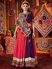 Lavishing Multi-Color Cotton Mirror Work Navratri Wear Lehenga Choli