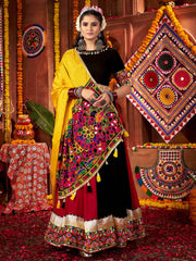 Mesmerizing Multi-Color Mirror Work Cotton Lehenga Choli With Dupatta