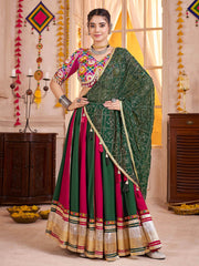 Glamorous Maroon Cotton Lace Work Lehenga Choli With Dupatta