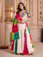 Alluring Multi-Color Cotton Embroidered Navratri Wear Lehenga Choli