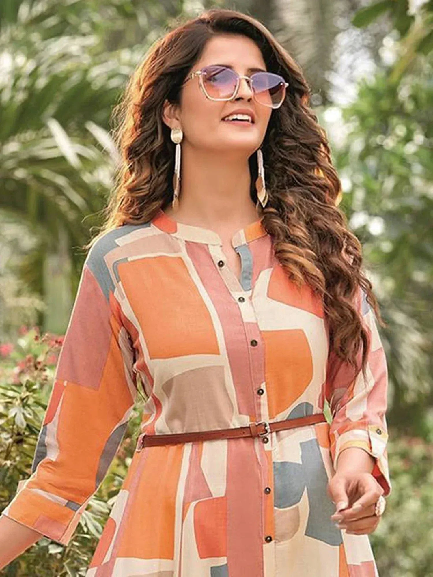 Fascinating Multi-Color Rayon Digital Printed Casual Wear Dress