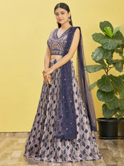 Charming Blue Embroidered Chinon Festival Wear Lehenga Choli