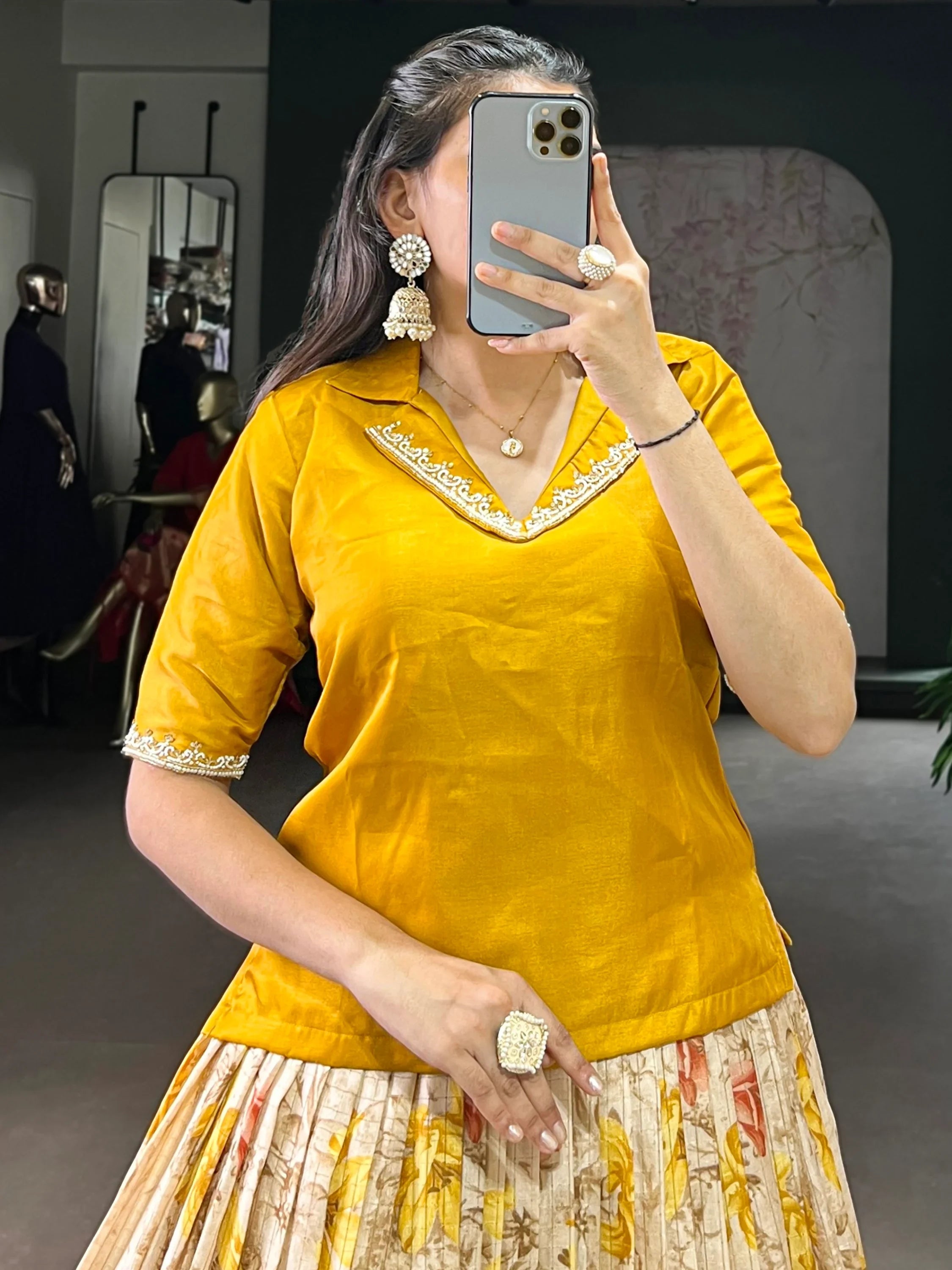 Incredible Yellow Printed Silk Haldi Wear Co-Ord Lehenga Set