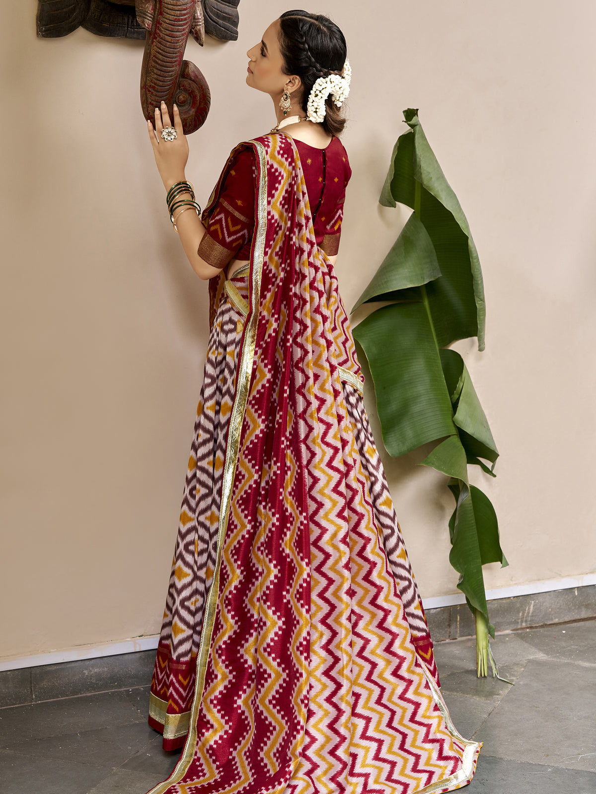 Awesome Maroon Foil Printed Silk Wedding Wear Lehenga Choli With Dupatta