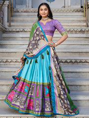 Amazing Sea Green Kalamkari Printed Tussar Silk Lehenga Choli