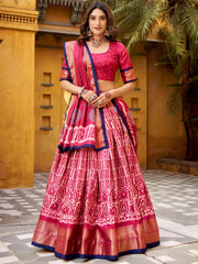 Captivating Pink Printed Dola Silk Bridesmaid Lehenga Choli