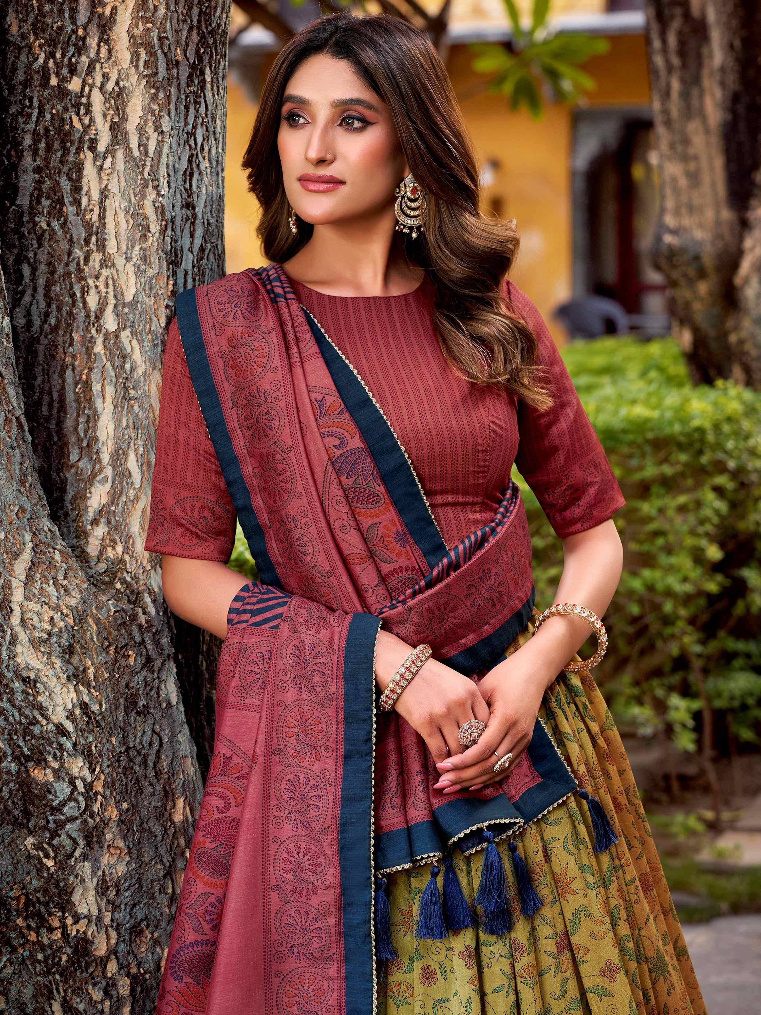 Attractive Yellow Digital Printed Silk Wedding Wear Lehenga Choli
