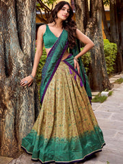 Gorgeous Green Digital Printed Silk Bridesmaid Lehenga Choli