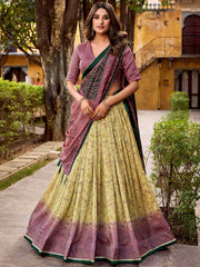 Glamorous Green Digital Printed Silk Function Wear Lehenga Choli
