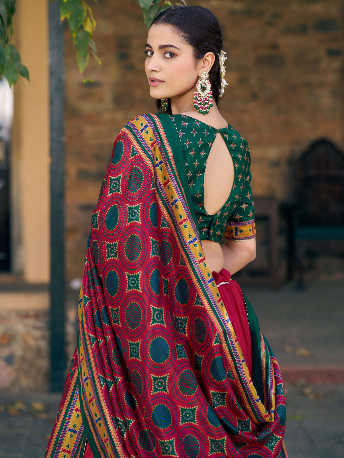 Wonderful Red Digital Printed Silk Wedding Wear Lehenga Choli