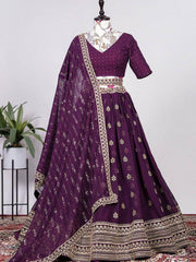Astonishing Magenta Sequines Georgette Wedding Wear Lehenga Choli