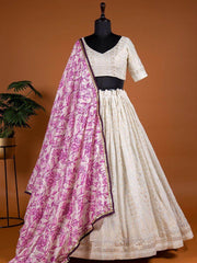 Remarkable White Sequined Georgette Sangeet Wear Lehenga Choli