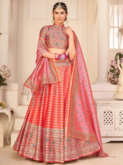 Marvelous Pink Digital Printed Silk Navratri Wear Lehenga Choli