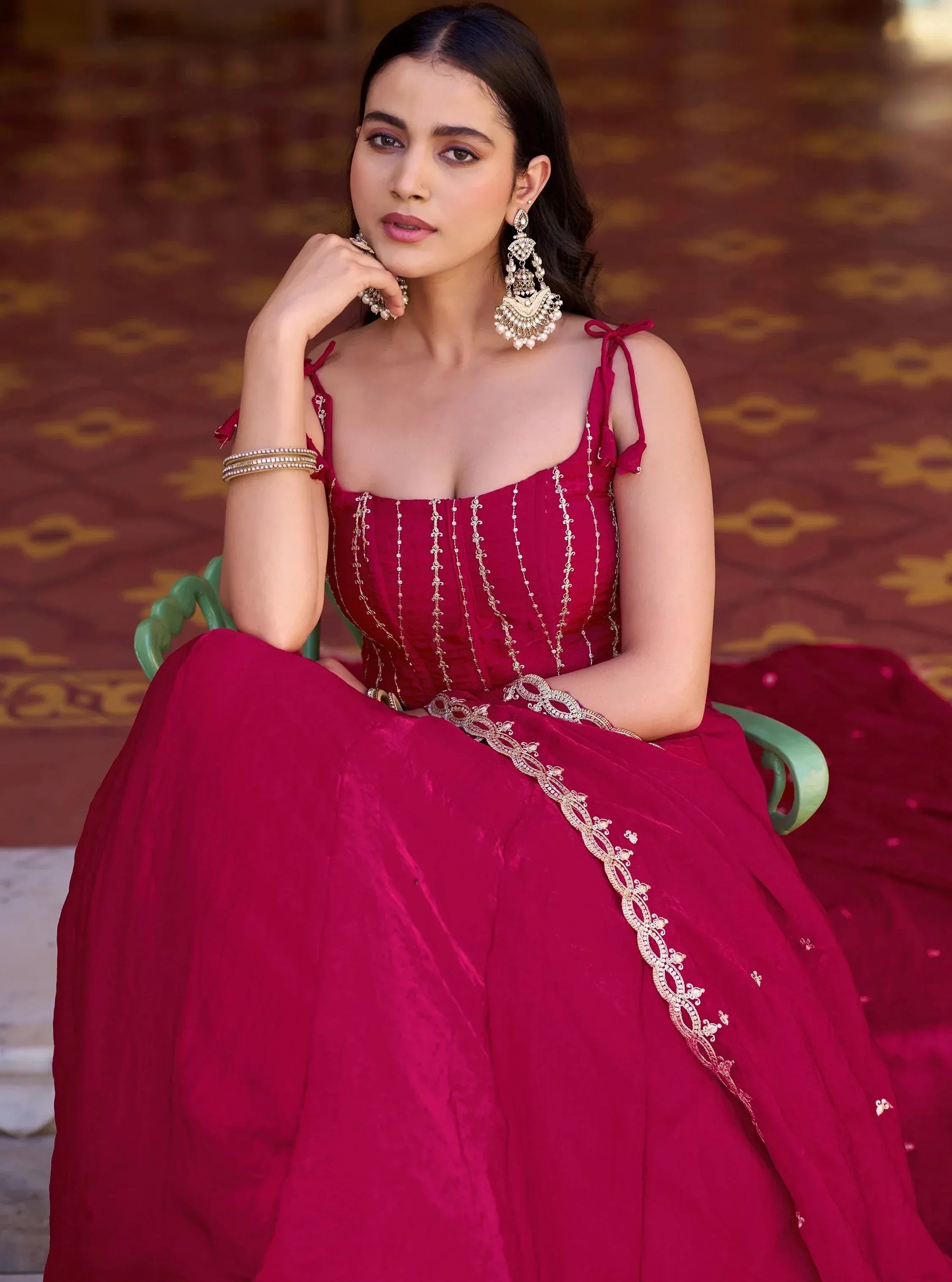 Royaly Rani Pink Thread Embroidered Silk Festival Wear Lehenga Choli