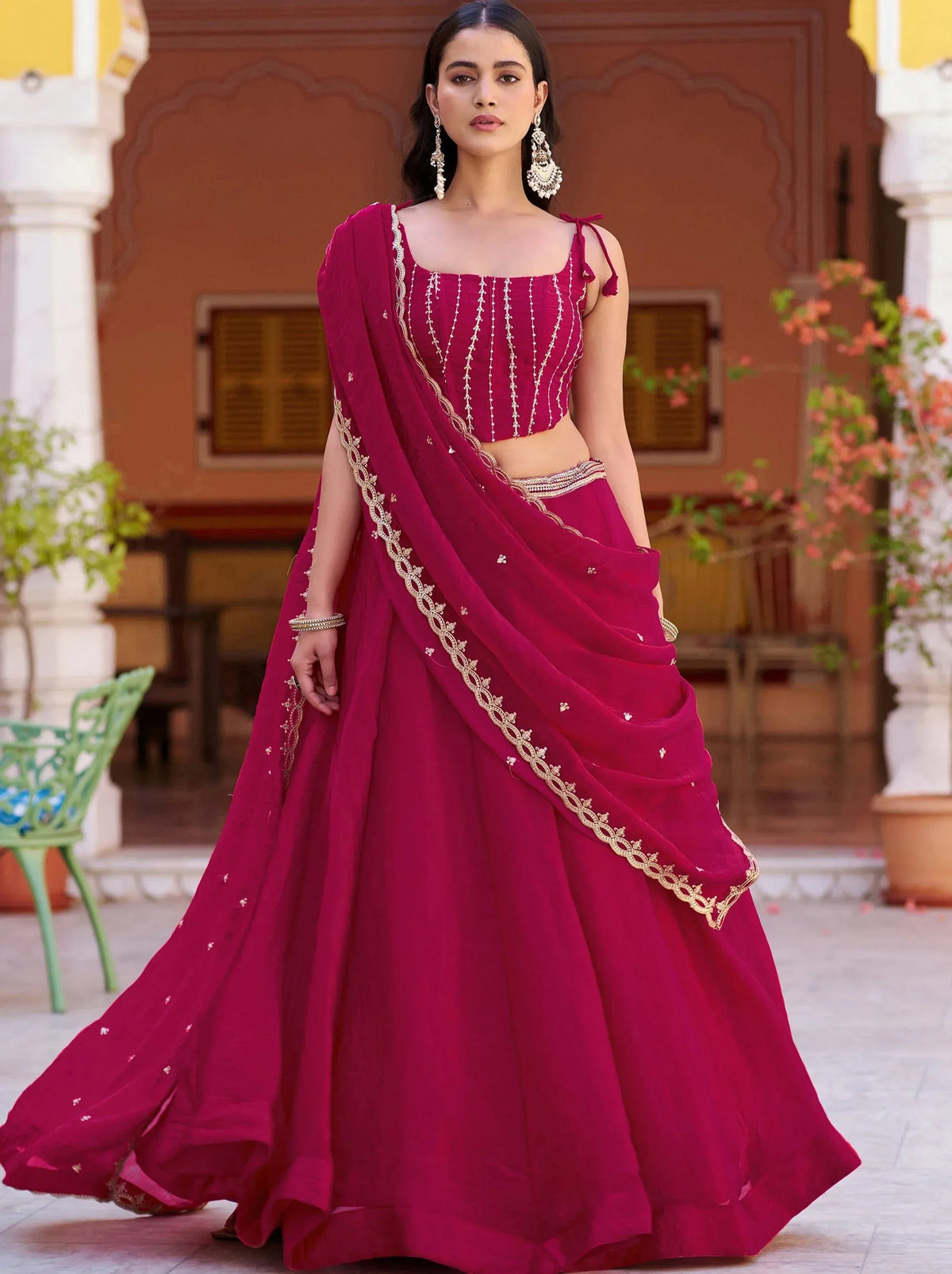 Royaly Rani Pink Thread Embroidered Silk Festival Wear Lehenga Choli