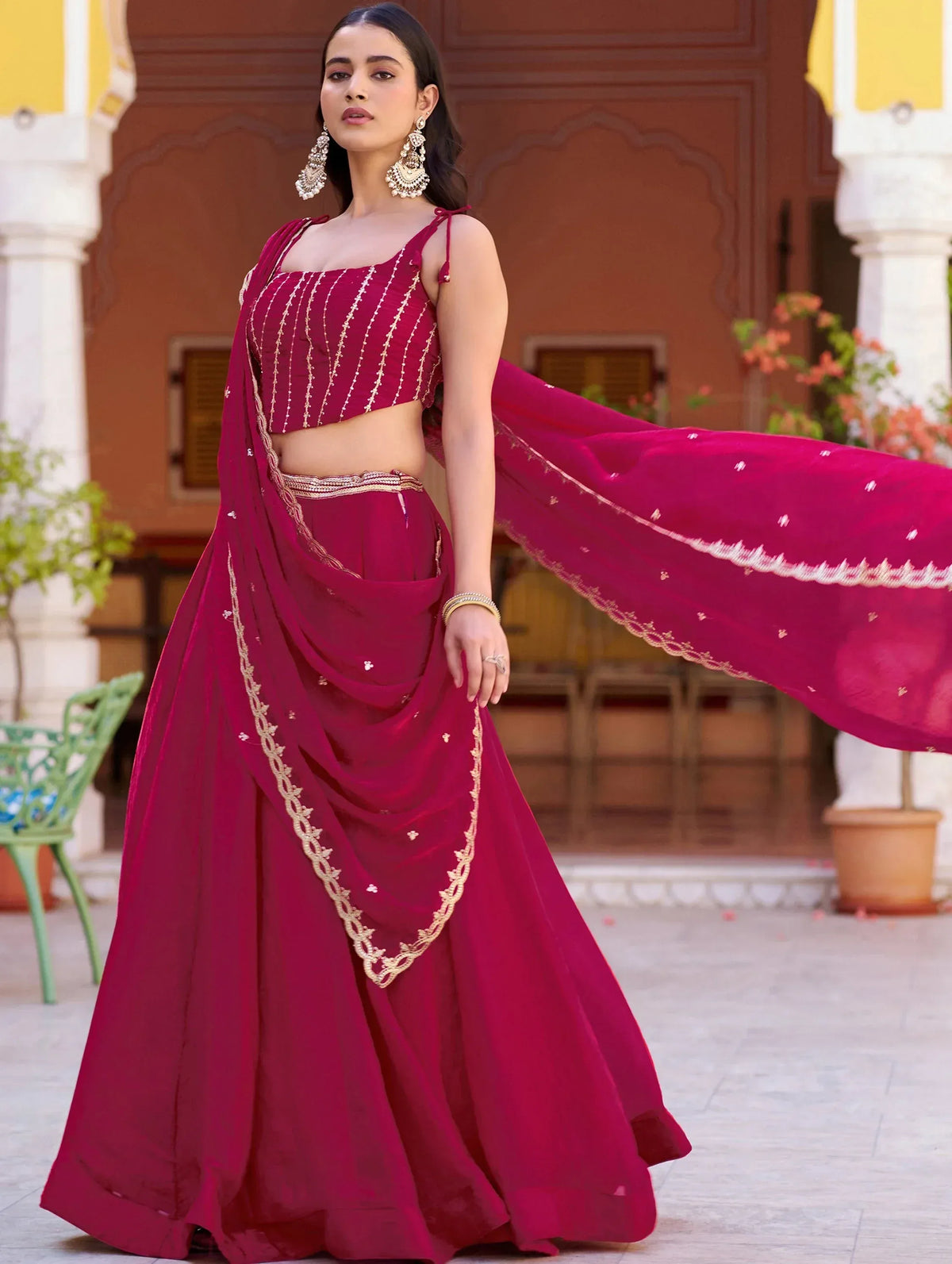 Royaly Rani Pink Thread Embroidered Silk Festival Wear Lehenga Choli