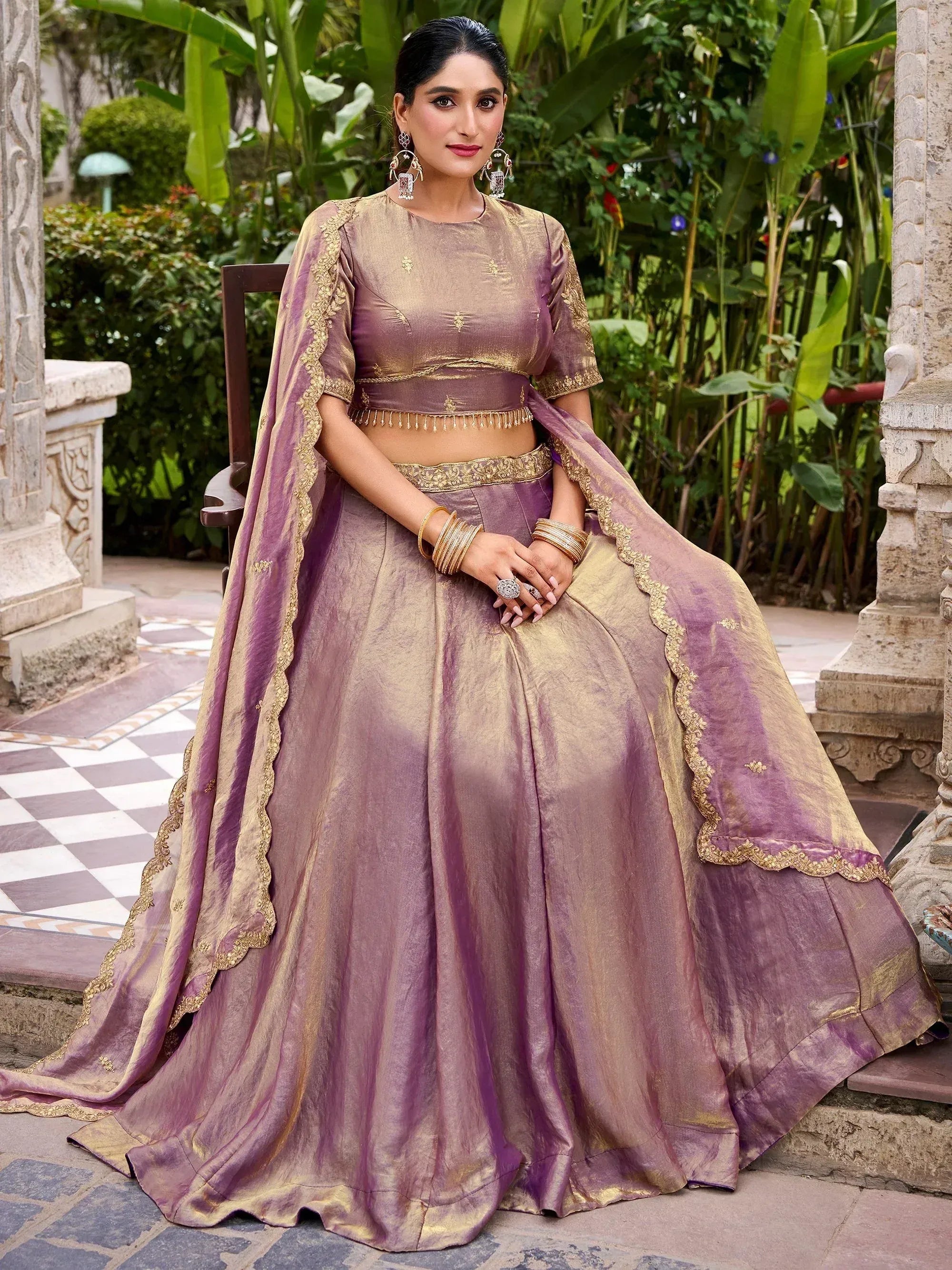 Amazing Lavender Embroidered Organza Wedding Wear Lehenga Choli
