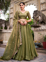 Beautiful Green Embroidered Organza Bridesmaid Lehenga Choli