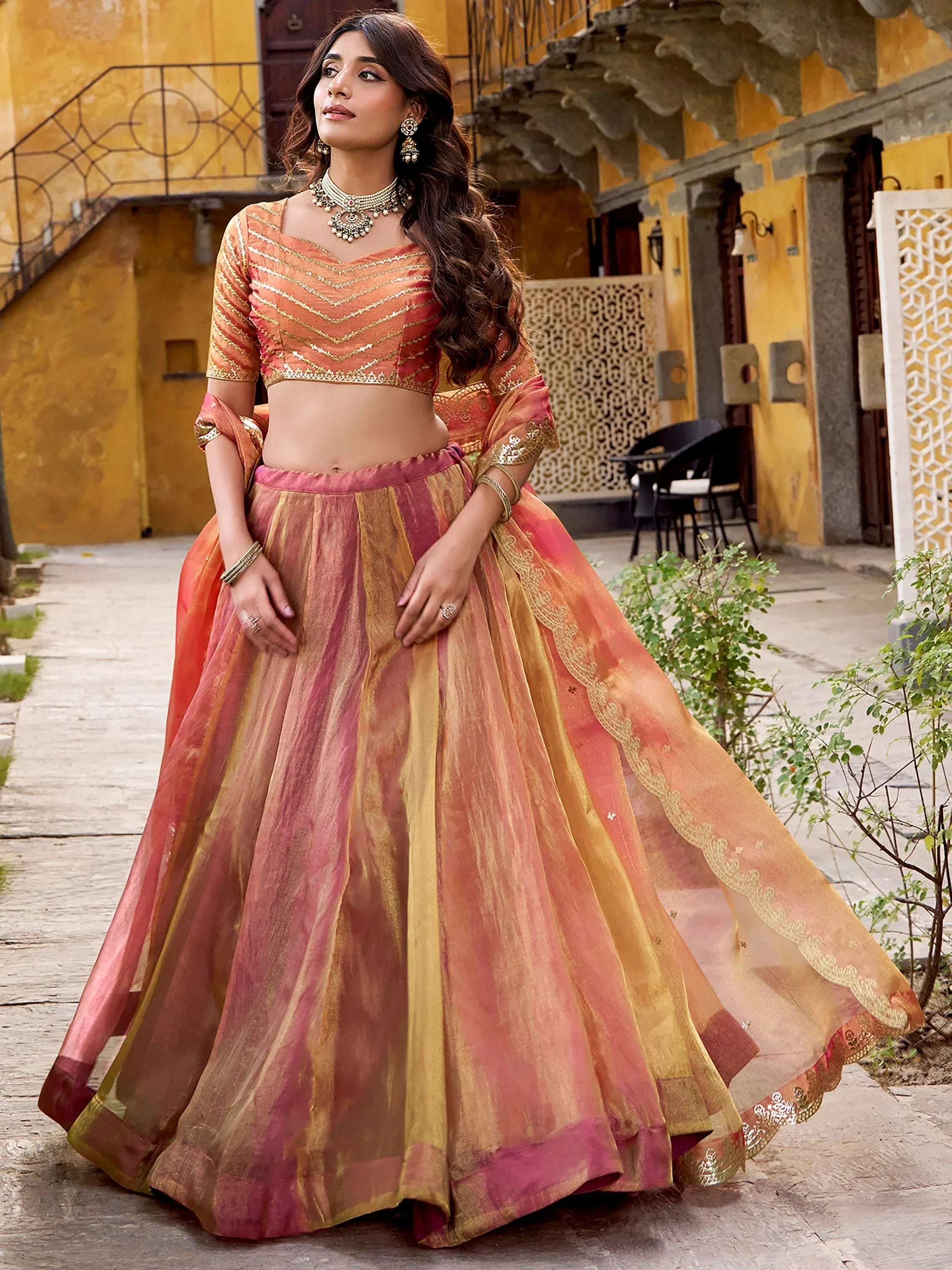 Outstanding Pink Sequins Silk Function Wear Lehenga Choli