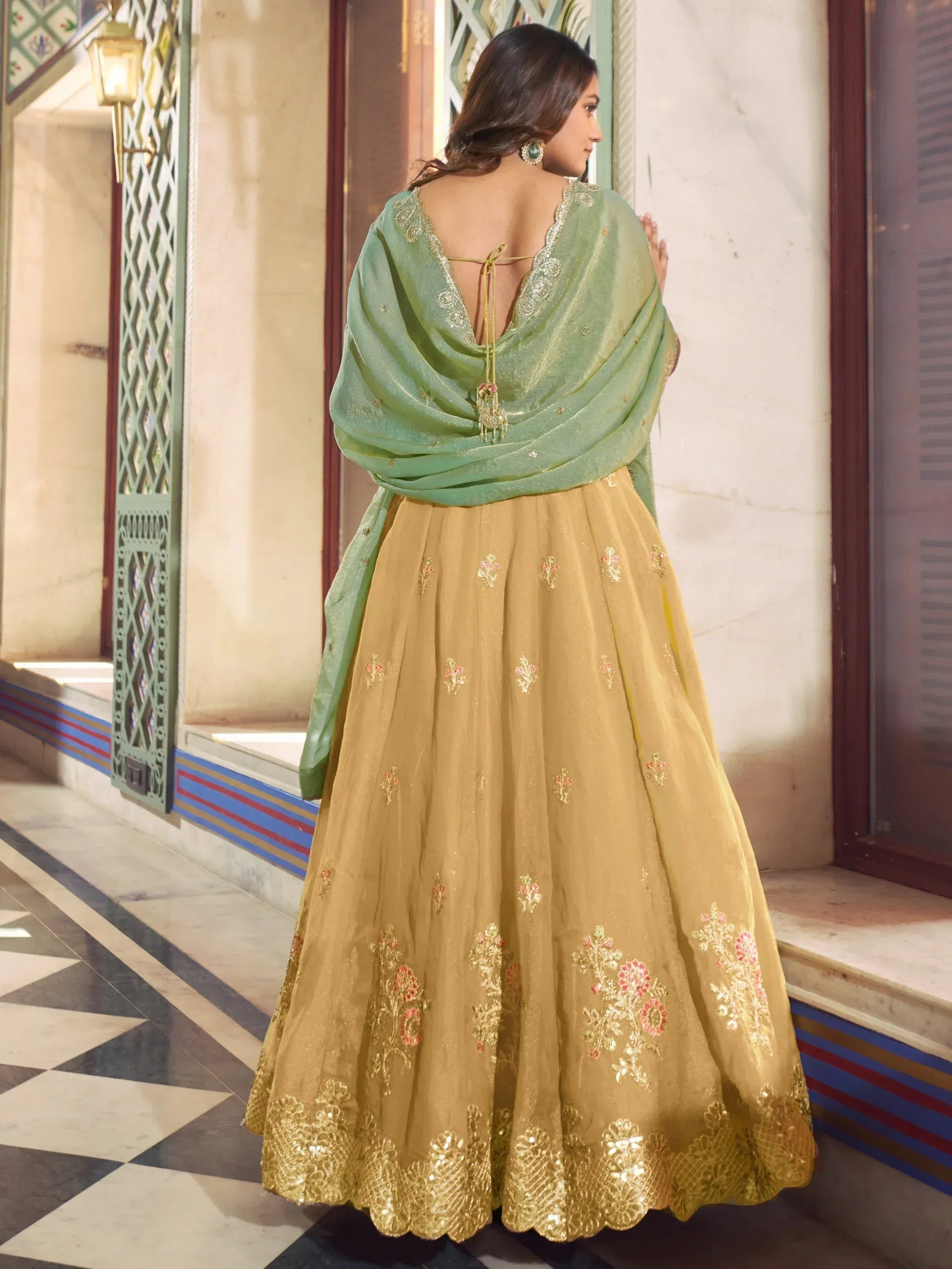 Precious Yellow Thread Work Silk Haldi Wear Lehenga Choli With Dupatta